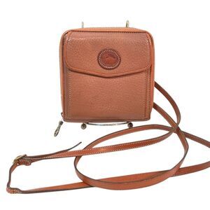 Vintage Dooney & Bourke Square Zip-Along Wallet Crossbody Tan Style 50 USA
